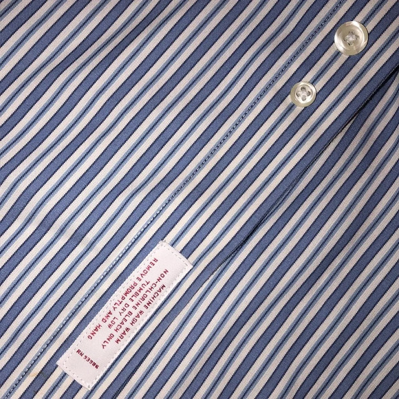 BROOKS Brothers size medium blue striped button down cotton shirt - Picture 6 of 6